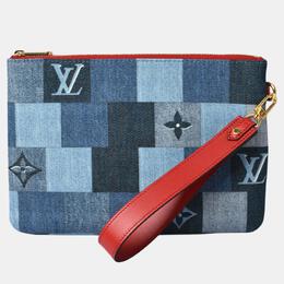 Louis Vuitton: Голубой клатч  Pochette