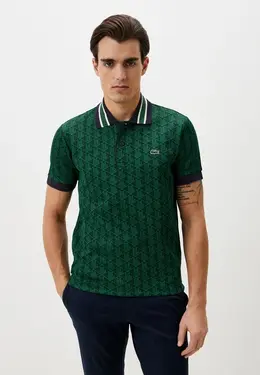 Lacoste: Зелёное поло 