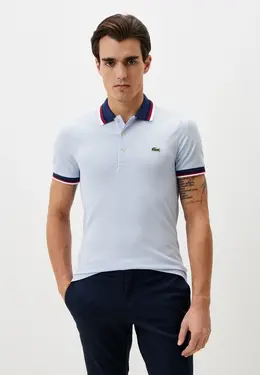 Lacoste: Голубое поло 