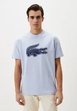 Lacoste: Голубая футболка 