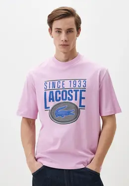 Lacoste: Розовая футболка 