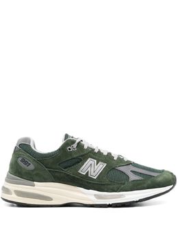 New Balance: Зелёные кроссовки  991