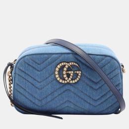 Gucci: Голубая сумка  GG Marmont