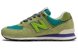 New Balance: Зелёные кроссовки  574