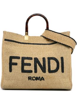 Fendi Pre-Owned: Коричневая сумка-шоппер 