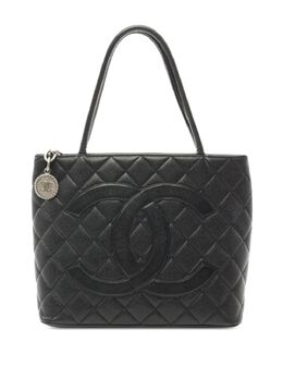 CHANEL Pre-Owned: Чёрная сумка-шоппер 