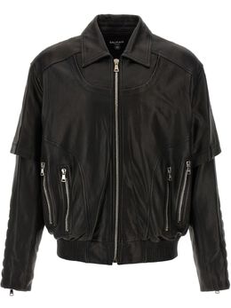 Balmain: Кожаная куртка 