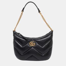 Gucci: Чёрная сумка  GG Marmont