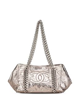 CHANEL Pre-Owned: Серебристая сумка-шоппер 