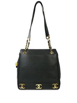 CHANEL Pre-Owned: Чёрная сумка-шоппер 