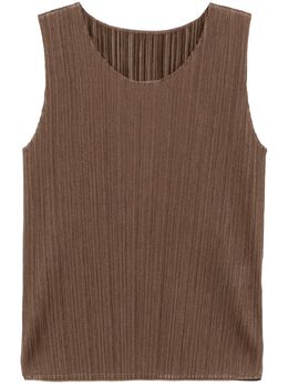 Pleats Please Issey Miyake: Коричневый жилет 