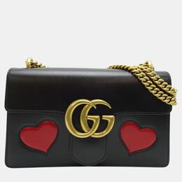 Gucci: Чёрная сумка  GG Marmont