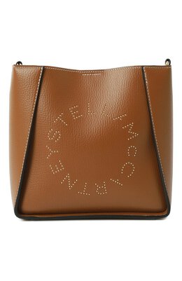 Stella McCartney: Коричневая сумка  Stella Logo