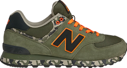 New Balance: Зелёные кроссовки  574