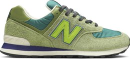 New Balance: Зелёные кроссовки  574