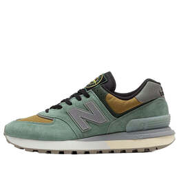 New Balance: Зелёные кроссовки  574