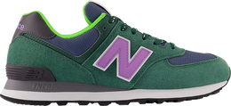 New Balance: Зелёные кроссовки  574