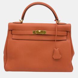 Hermes: Оранжевая сумка  Kelly 32