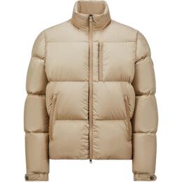 Moncler: Бежевый пуховик 