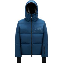 Moncler: Синий пуховик 