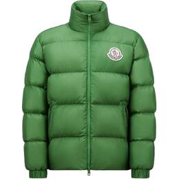 Moncler: Зелёный пуховик 