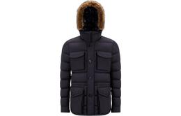 Moncler: Синий пуховик 