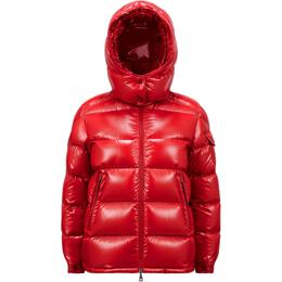 Moncler: Красный пуховик 