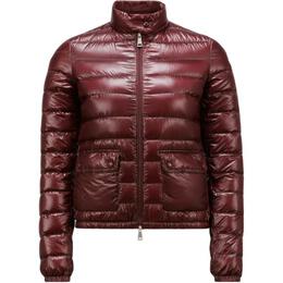 Moncler: Бордовый пуховик 