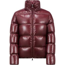 Moncler: Бордовый пуховик 