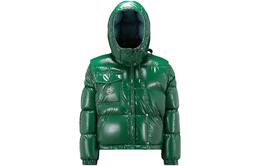 Moncler: Зелёный пуховик 