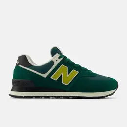 New Balance: Зелёные кроссовки  574