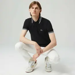 LACOSTE: Чёрное поло 