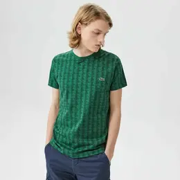 LACOSTE: Зелёная футболка 