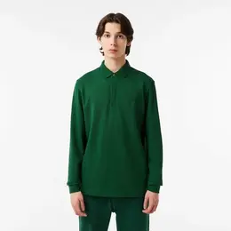 LACOSTE: Зелёное поло 