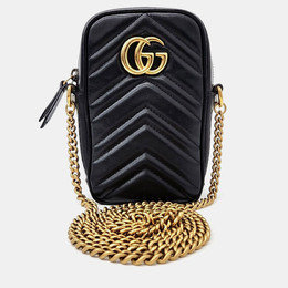 Gucci: Чёрная сумка  GG Marmont