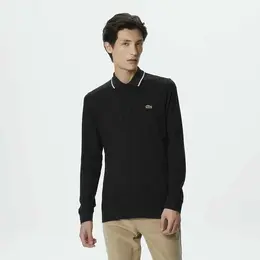 LACOSTE: Чёрное поло 