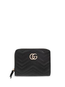 Gucci: Чёрный кошелёк  GG Marmont