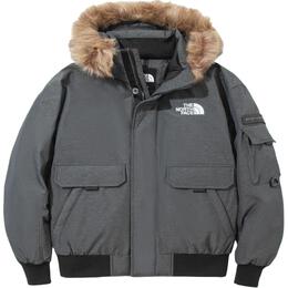 The North Face: Серый пуховик 