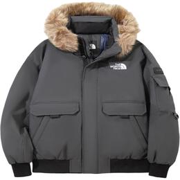 The North Face: Серый пуховик 