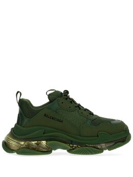Balenciaga: Зелёные кроссовки  Triple S
