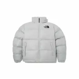 The North Face: Серый пуховик 