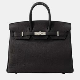 Hermes: Чёрная сумка-шоппер  Birkin 25