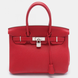 Hermes: Красная сумка-шоппер  Birkin 30