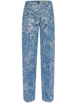 ETRO: Джинсы с растительным принтом 