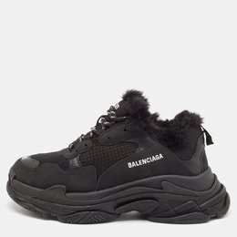 Balenciaga: Чёрные кроссовки  Triple S