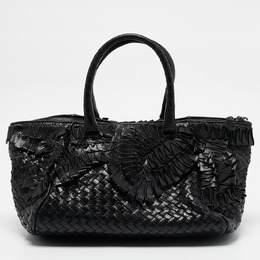 Bottega Veneta: Чёрная сумка  Intrecciato