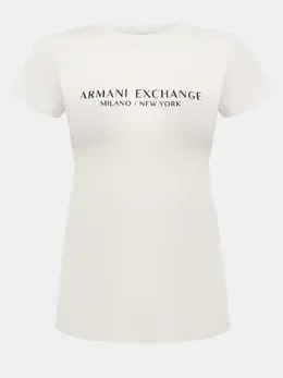 Armani Exchange: Бежевая футболка 