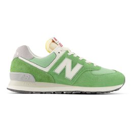 New Balance: Зелёные кроссовки  574