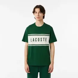 LACOSTE: Зелёная футболка 