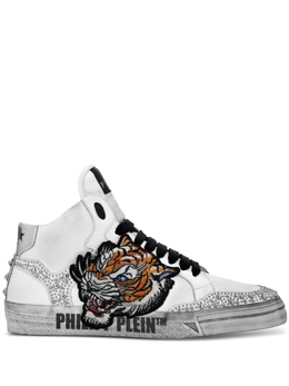 Philipp Plein: Белые кроссовки  Tiger